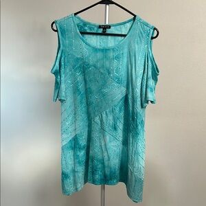 Sami & Jo Blue Short Sleeve Cut Out Blouse
